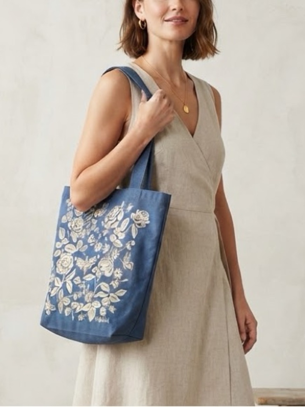 Rifle Paper Co English Rose Canvas Tote Bag